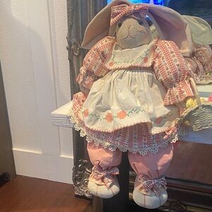 Adorable Pink and Cream Bunny Doll